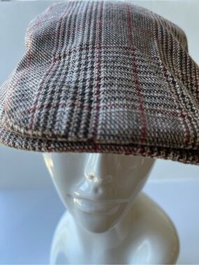 Brown Plaid Flat Cap Newsboy Hat Driving Cap
